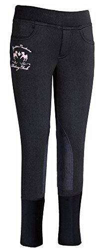 Equine Couture Girl's Riding Club Pull-On Breech, Black, 8