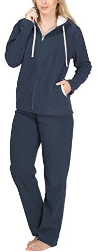 SLOUCHER Fleece-Anzug Hausanzug aus wärmenden Fleece für Damen, Farbe:Rauch-blau, Größe:44-46