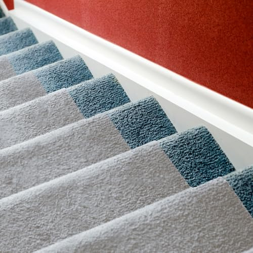 LAMINET Grey Non-Slip Washable Stair Covers for Carpeted Stairs 30'L x 30