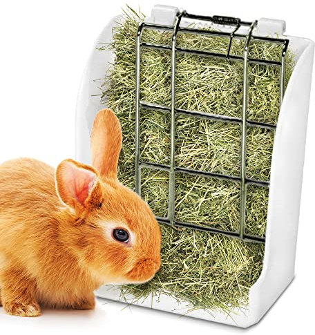 SunGrow KaninchenHeuFutterstation 17,8 x 15,2 cm, schmutzfreier Futterspender, hält Heu, Luzerne und andere Gräser trocken, ideal für Meerschweinchen, Chinchillas und Hamster, einfach zu