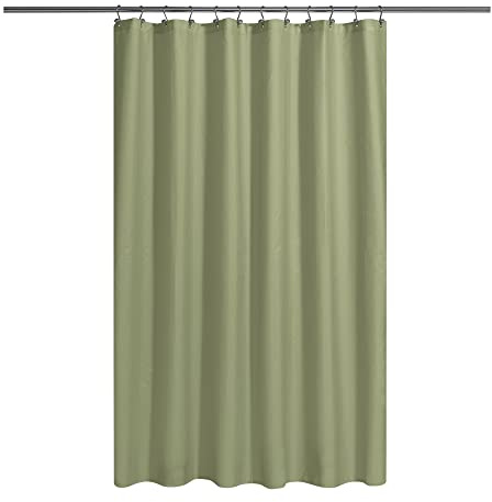 N&Y HOME Fabric Shower Curtain or Liner with Magnets Sage Green - Hotel Quality, Machine Washable, Water Repellent - Sage, 72x72