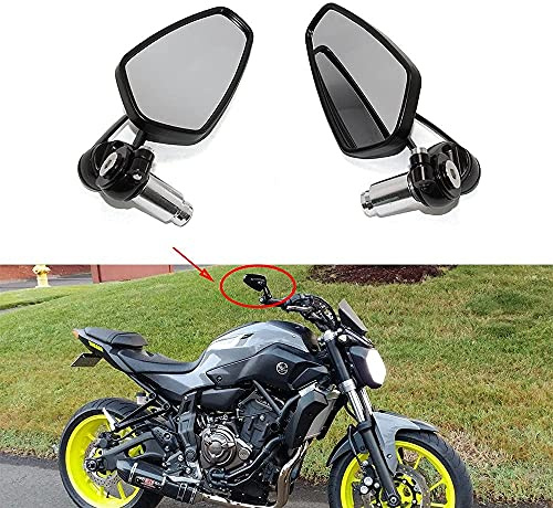DREAMIZER Black Motorcycle Handlebar Mirrors, 7/8 22mm Rear view Wing Mirrors Motorbike for Scooter Cruiser Sport Bike Chopper (Black)