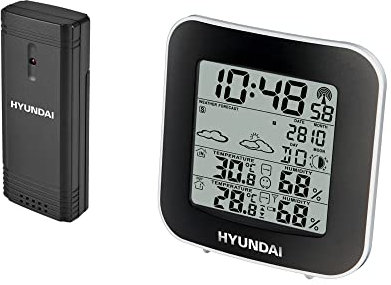 HYUNDAI Wetterstation WS 8236 I Innen- und Außentemperatur I Luftfeuchtigkeit I Wecker I Mondphase
