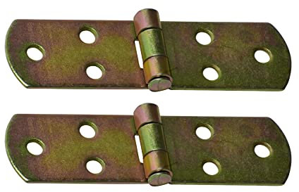 BRESKO Kistenband Scharniere Möbelband Möbelscharniere Tischband Truhenband Beschlag gelb galvanisiert verzinkt (2 Stück - 120x35 mm)