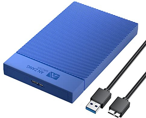 2.5 Gehäuse SANZANG 2,5-Zoll-SATA-SSD-Festplattengehäuse – 5 Gbit/s High-Speed, USB 3.0 auf SATA III-Festplattengehäuse kompatibel mit MacBook Pro Air WD Seagate Toshiba Samsung Hitachi, Blau