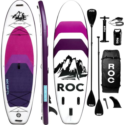Roc Aufblasbare Stand Up Paddle Boards mit Premium SUP Paddle Board Zubehör, Breites Stabiles Design, Rutschfestes Komfortdeck für Jugendliche & Erwachsene (3 m, Violett)
