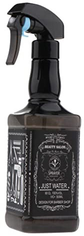 Vaporisateur de coiffure noir 500 ml - Look rétro et élégant - Idéal pour la maison ou le barbier