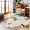 HMGAQNP Weltkarte Spielbereich Runder Teppich,Rutschfester Spielteppich, Bodenmatte für Schlafzimmer, Wohnzimmer, Büro, Eingangsbereich, Heimdekoration (Beige, 100cm)