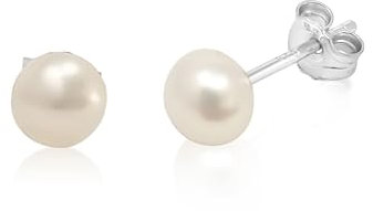 Mary & Jules Perlenohrringe Silber aus 925 Sterling Silber, Perlen Ohrringe Silber Damen mit Süßwasserperlen, Ohrstecker Silber für Frauen und Mädchen, Perlenohrringe Stecker