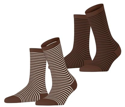 ESPRIT Fine Line Multipack W So cotone fantasia confezione di 2 paia, Calzini Donna, Marrone Brown 0080, 35-38