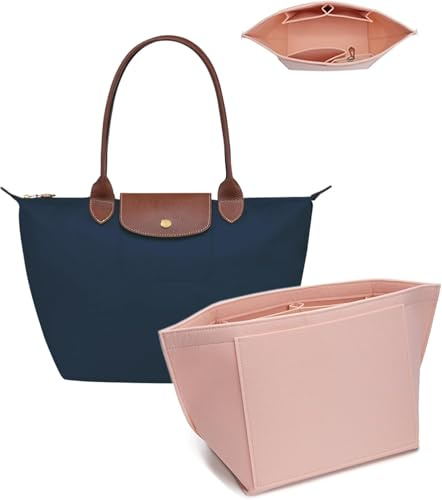 UMIUP Organisateur de sac à main multi-poches, organiseur de sac fourre-tout pliable pour long champ (rose, petit)