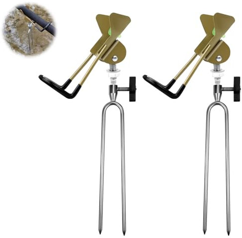 2 Stück Rutenhalter Angel, Rutenständer Angeln, 360° Verstellbar Hallter für Angelruten, Angelrutenhalter für Flussangeln, Strandangeln (Gold)