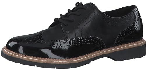 s.Oliver Damen Schnürschuh eleganter Brogue Halbschuh mit Lochmuster 5-23604-43, Größe:38 EU, Farbe:Schwarz