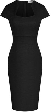 GRACE KARIN Women's Pencil Work Dress Cap Sleeve Gorgeous Tweed Slim Fit Dress Black