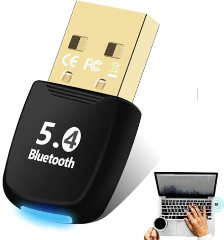 Bluetooth Adapter for PC, 5.4 Bluetooth Dongle 20M Range USB Adapter for PC, Plug and Play USB Dongle Free Diver Supports Windows 11/10/8.1 for Controller, Headphone, Keyboard, Mouse etc.