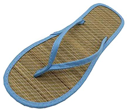 Summer Bamboo Flip Flops Made of Straw Women's Comfortable Toe Separator Natural Straw Slippers Sandals, Couples Slippers Flip Flops, Fashion Health Shoes Vintage Breathable Slippers, blue, 5 UK