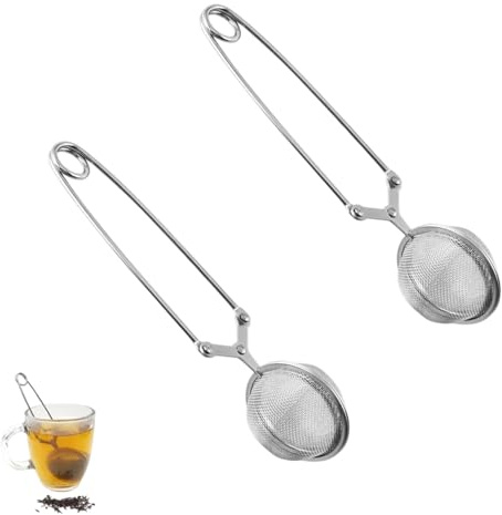 Pack of 2 tea tongs for loose tea strainer, tea infuser, stainless steel tea strainer for cup, tea strainer, tea infuser, mesh design, suitable for tea lovers, practical for daily tea use, high