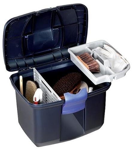 Large Grooming Box - Navy/Pearl for Horse and Pony Stable Storage