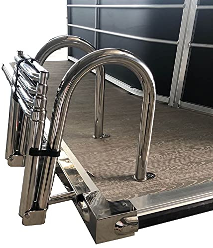 Scaletta telescopica a 4 gradini per piscina/barca/pontone, con ingresso posteriore, pieghevole, con corrimano, carico: 200 lg