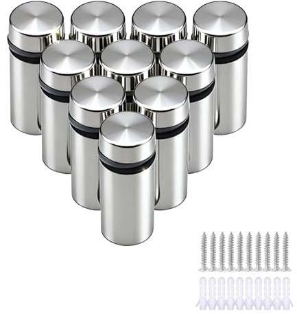 10 piezas espaciadores, soporte de tornillos de publicidad de acero inoxidable, 12 x 25 mm, clavos publicitarios, sujetadores para cristal acrílico, paneles, fotos, señalización de pared para oficinas