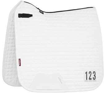 LeMieux Cotton Dressage Competition Square - Equestrian Saddle Pad - High Wither - White - Large