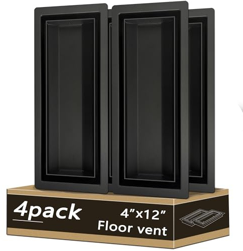 4x12 Floor Register, Durable Steel Flush Mount Vent with 50% Higher Airflow