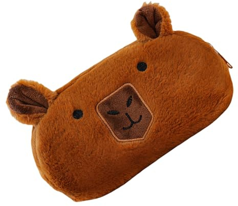Pencil Pouch - Cute Capybara Pen Box with Zipper, Plush Pencil Case with Soft Design, Stationery Organizer for Kids Students School Supplies, College Travel Makeup Storage, Fun Functional Pen Holder