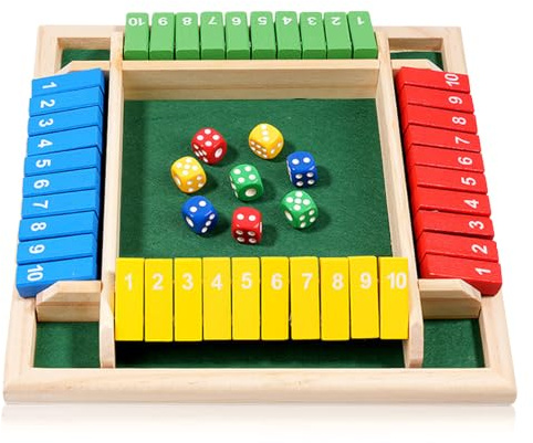 wlsvega Dés De Jeux Shut The Box, Livré avec 8 DéS | Activités De Plein Air, KTV, Voyages, Fêtes Ou Bars,Quatre Couleurs