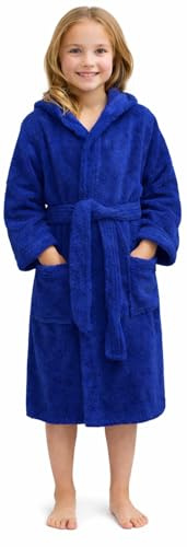 Adore Home Kids 100% Cotton Bathrobe Hooded Terry Towelling Shawl Collar Bath Robe Dressing Gown