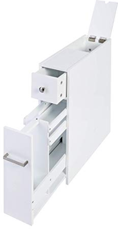 Spirich Slim Bathroom Storage Cabinet, Free Standing Toilet Paper Holder, Bathroom Cabinet Slide Out Drawer Storage, White