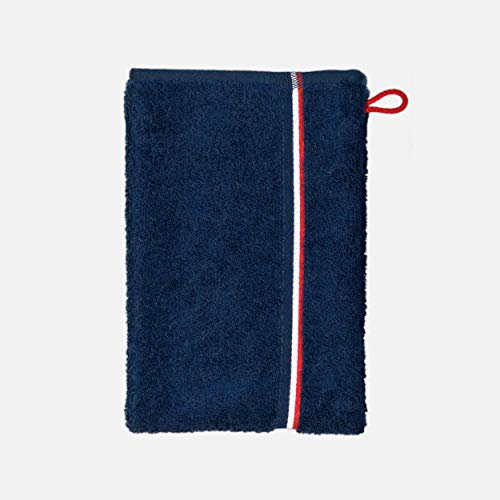 möve Athleisure Waschhandschuh Doubleface 25 x 17 cm aus 85% Baumwolle / 15% Polyester, deep sea/grey