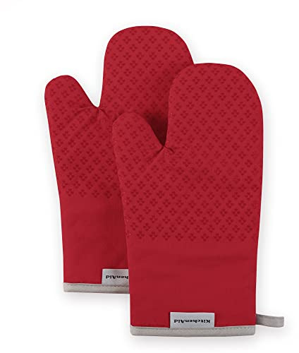 KitchenAid Asteroid Oven Mitt Set, 7x12.5, Fire Red, 2 Piece
