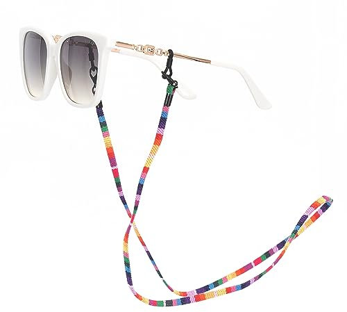 GERNEO® - Arizona – gestricktes Brillenband Stoff – Maskenband - extra langeBrillenkordel für Sonnenbrillen & Lesebrillen – diverse Brillenbänder Farben - Brillenhalter Schwarz Maskenkette Rainbow