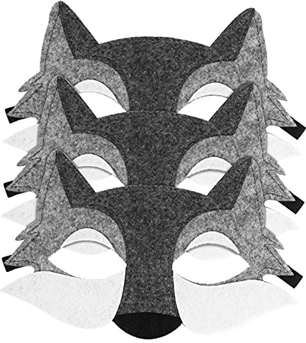 NUOBESTY 3PCS Feutre Loup Masques Moitié Du Visage Animaux Masques Dress Up Costume pour Enfants Party Favors ActivitéS Scolaires Et Jeux Carnaval