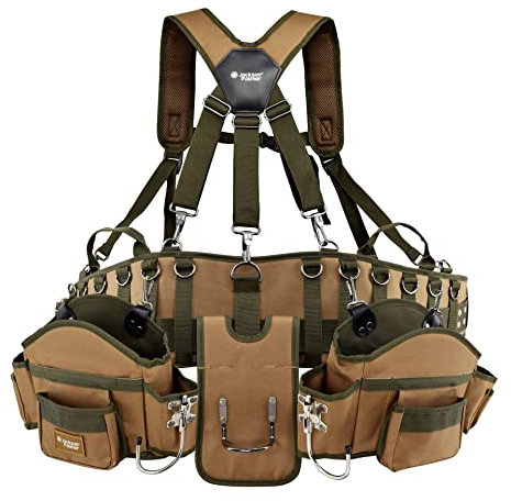 JACKSON PALMER Professioneller Werkzeuggürtel, Hellbraun und Grün (Comfort Rig Tan & Green)