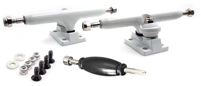 SPITBOARDS 34 mm Fingerboard Pro Trucks by Real Lock-Nuts, Rubber O-Ring Urethane Bushings, Optimized Hanger, Width 34 mm, para tuning y montaje de monopatín (blanco)