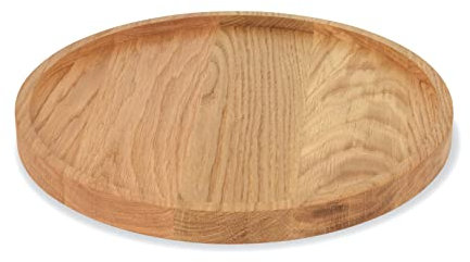 Natuhr Servierplatte Platzteller Holzteller – Plato – Design Serviergeschirr Käseplatte Snackplatte Eiche – 30 cm Durchmesser