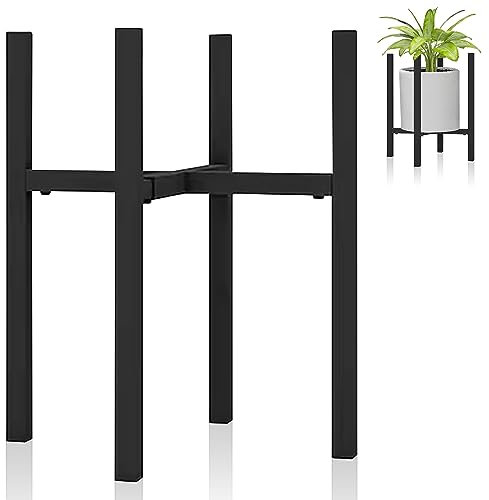 Lighterday Adjustable Metal Plant Stand,Plant Shelves Plant Stands Indoor Black Plant Pot Stand Flower Stand Black Plant Shelf Corner Plant Stand for Home Garden Indoor Outdoor Decoration (Square)