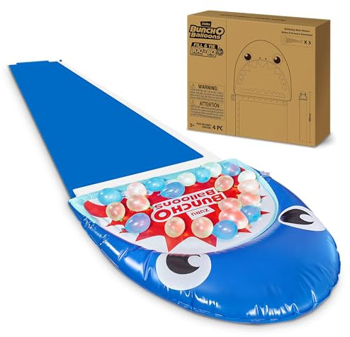 Original Bunch O Balloons Shark Bite Slide with 100+ Rapid-Filling Self Sealing Water Balloons by ZURU