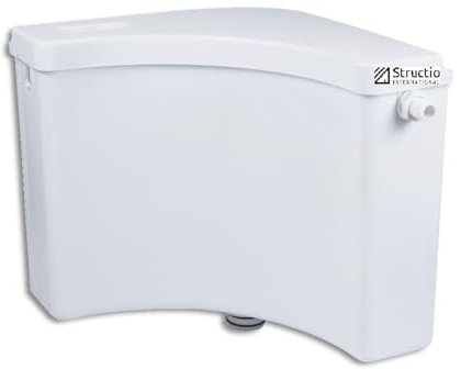 Structio International Réservoir de chasse d'eau d'angle en plastique pour WC - Réservoir de chasse d'eau - Réservoir de chasse d'eau d'angle - Réservoir de chasse d'eau AP - Blanc