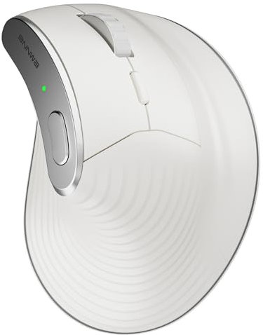 Bnnwa Drahtlose vertikale ergonomische Maus, Multi-Gerät (Bluetooth + 2,4 G-Verbindung), 4 einstellbare DPI, 7 Tasten Computermaus für PC, Laptop, Desktop – Schwarz (weiße)