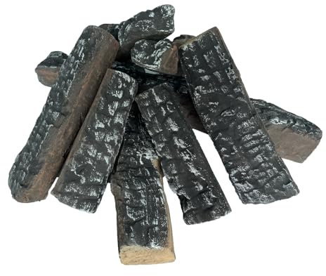 Gasscheite 8pcs Gas-Kaminscheite, simuliertes Brennholz, dekorative keramische Holzscheite, für Innen- und Außenkamine und Feuerstellen, Gas, belüftet, Ventless, elektrisch, Ethanol, Gel-Einsätze