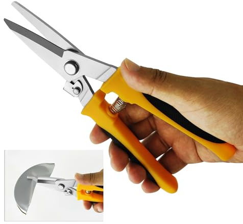8 Aviation Tin Snips for cutting metal sheet,Heavy Duty Scissors with Safety Lock,Metal Snips cut wires,cardboard,branches,light metal,plastic zip ties,Fabric