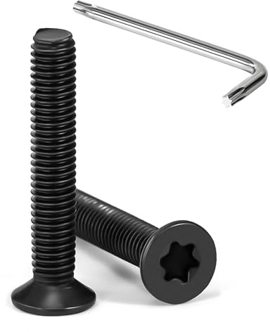 Tunejoy Viti a Testa Svasata M5 x 30 mm Vite Torx Nero Bullone a Macchina in Acciaio Inox A2 V2A Viti a Testa Piatta con Chiavi a T25 Filettatura Completa 20 pezzi