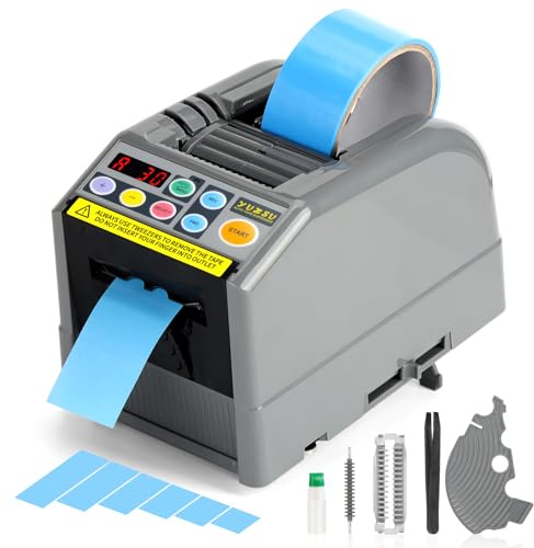 Bandschneidemaschine, automatischer Klebebandabroller, Bandbreite 6–60 mm, Länge 5–999 mm, transparentes Klebeband/doppelseitiges Klebeband, Klebeschneider mit Handbuch und Auto, ideal für Business