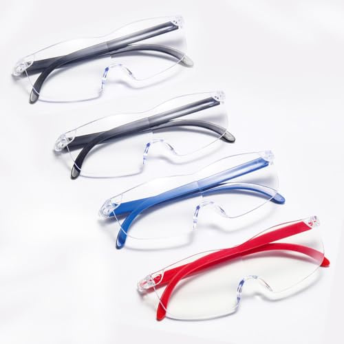 SSyang 4 Pezzi Lente Ingrandimento 300%, Occhiali con Lente di Ingrandimento, Lenti Ingrandimento per Occhiali, Occhiali Ingrandimento, Impilato con Occhiali Normali per l'Uso, per Leggere, Cucire