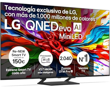 LG TV QNED Evo AI 2025 | 65QNED93A | 65 Zoll (164 cm) | MiniLED 144 Hz | Prozessor α8 AI 4K Gen2 | Dolby Vision & Atmos | Alexa