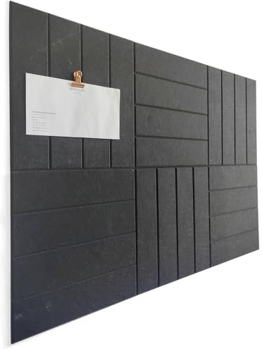 DECORETTA Cork Board Alternative - 6 Pack Felt Wall Tiles with Safe Removable Adhesive Tabs, Cork Boards for Walls Notice Board for Home Office and School Pin Board Tack Board - Black