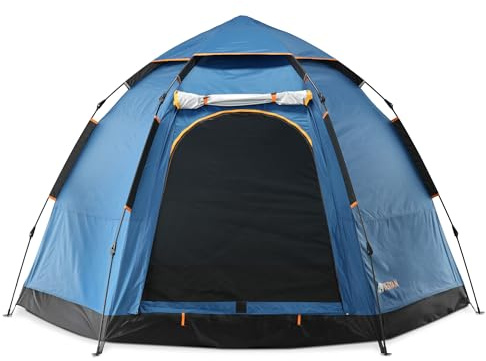 DERYAN Tenda da spiaggia pop-up XL – 2 secondi di montaggio – per 4 persone – UV 50+ – protezione dal vento – tenda interna scura – portatile e compatta