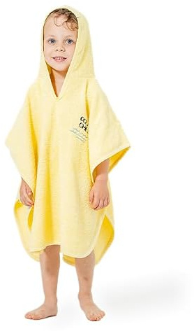 ankitoys Baby badponcho med stjärnmönster – mjuk huvhandduk av 100 % bomull – absorberande, ventilerande och hudvänlig, Gul 6, 1-2 Jahre